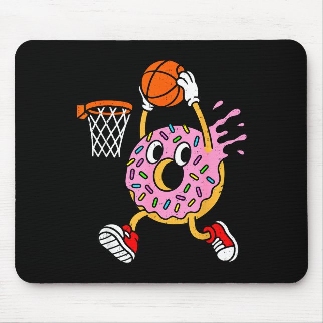 Tapis De Souris Funny Donut Dunking Basketball Doughnut Food Champ (Devant)