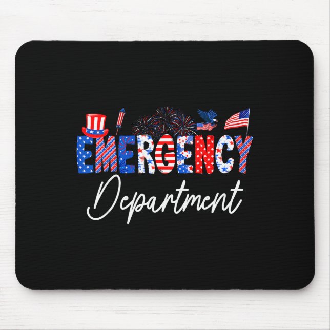 Tapis De Souris Funny Emergency Department Er Nurse Usa Flag 4th O (Devant)