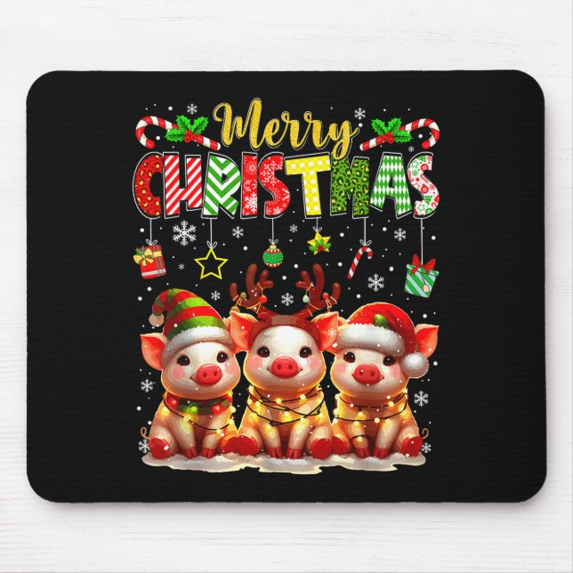 Tapis De Souris Funny Farmer Merry Christmas Reindeer Santa Gs Fam (Devant)