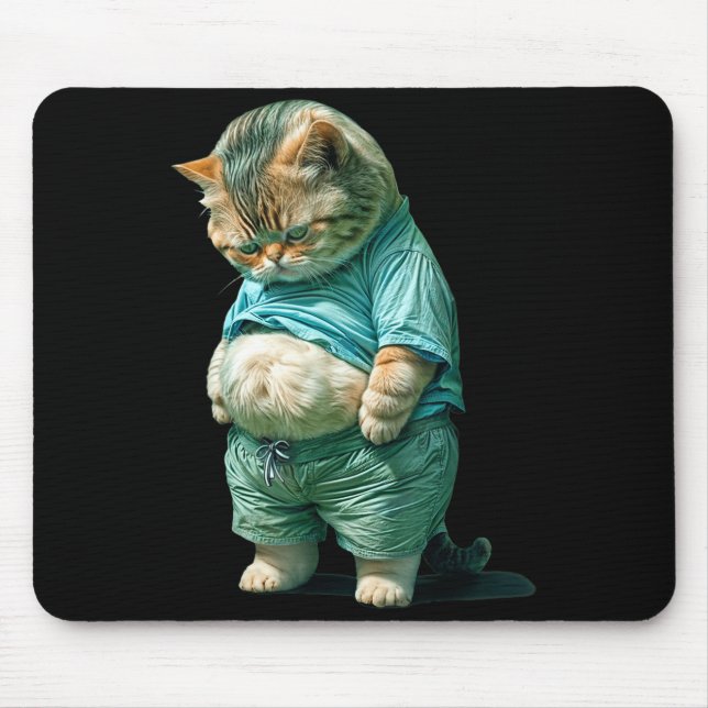 Tapis De Souris Funny Fat Cat Ia Art Design Print  (Devant)