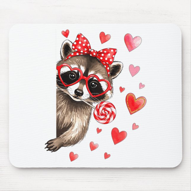 Tapis De Souris Funny Feral Raccoon Valentine's Day Sarcastic Humo (Devant)