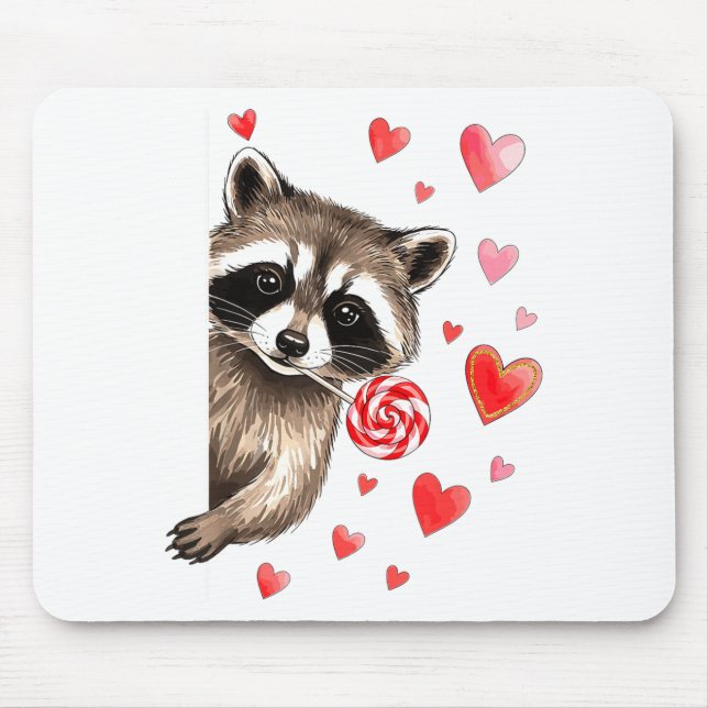 Tapis De Souris Funny Feral Raccoon Valentine's Day Sarcastic Humo (Devant)