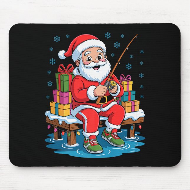 Tapis De Souris Funny Fisherman Santa Fishing Lovers Christmas Xma (Devant)