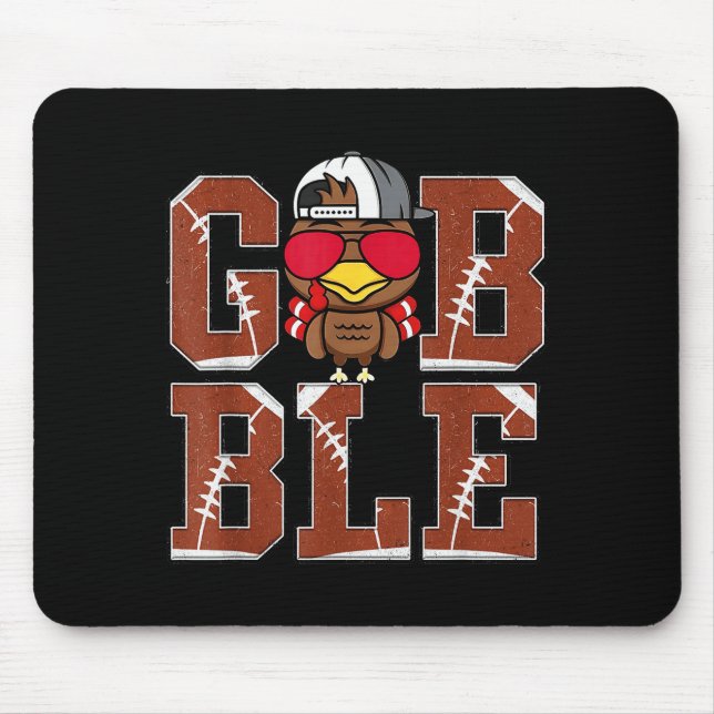 Tapis De Souris Funny Football Gobble Turkey Thanksgiving Boys Kid (Devant)