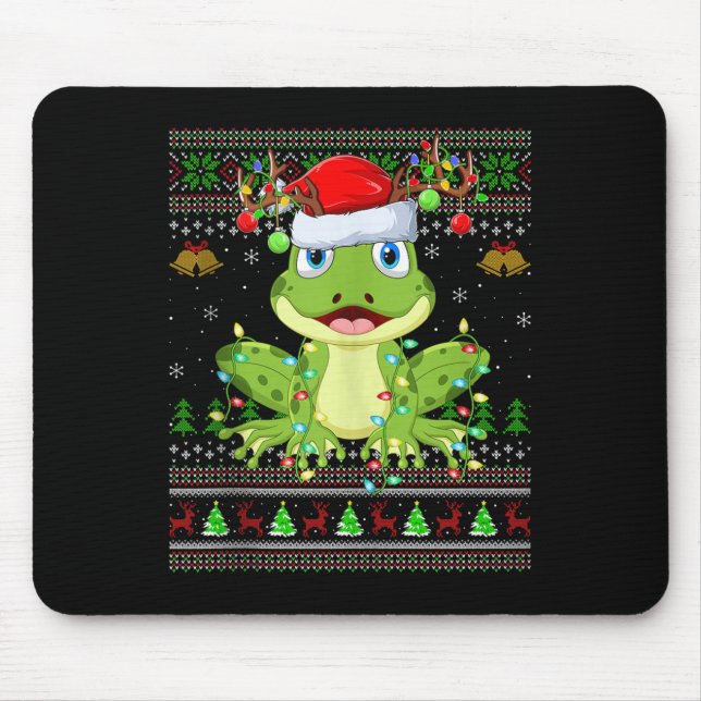 Tapis De Souris Funny Frog Ugly Christmas Sweaters Holiday Santa C (Devant)