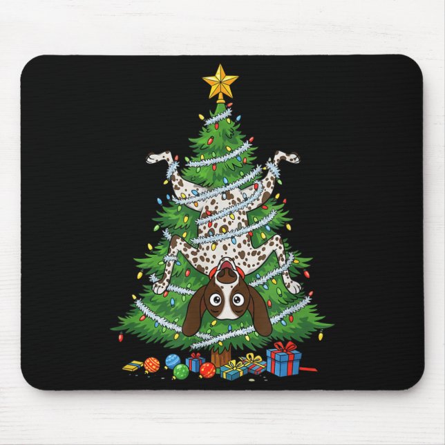 Tapis De Souris Funny German Shorthaired Inter Dog Christmas Tree  (Devant)