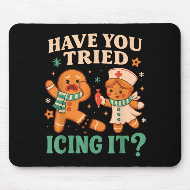 Tapis De Souris Funny Gingerbread Christmas Pun Have You Tried Ici (Devant)