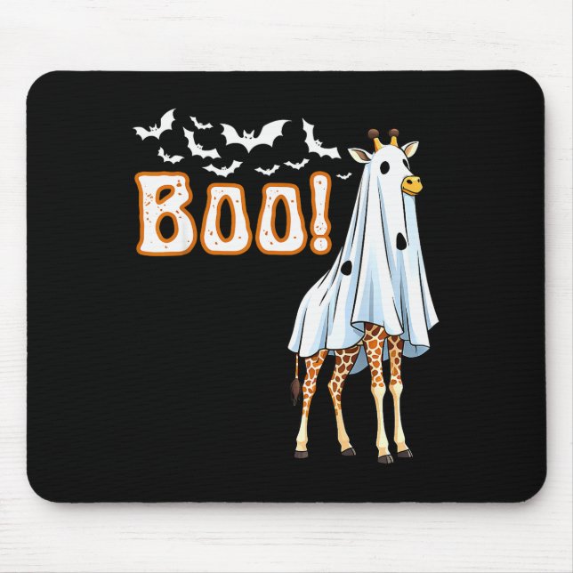 Tapis De Souris Funny Giraffe Ghost Boo Shirt Cute Animal Hallowee (Devant)