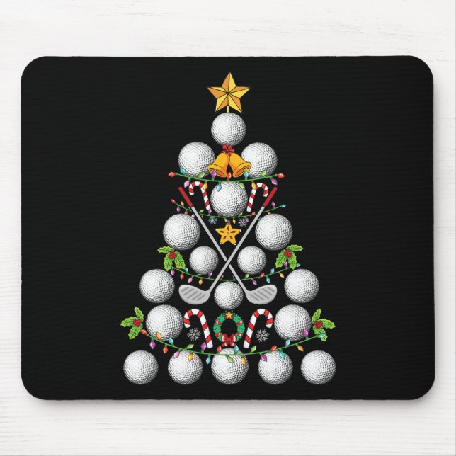 Tapis De Souris Funny Golf Ball Christmas Tree Christmas Golf Love (Devant)