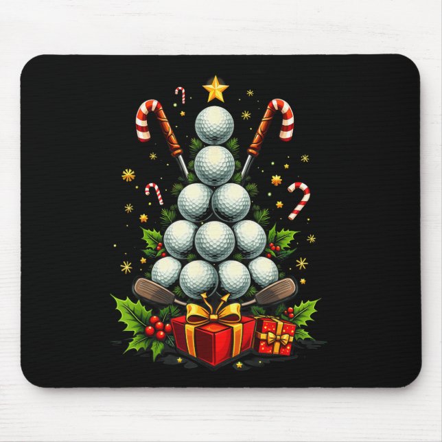 Tapis De Souris Funny Golf Ball Christmas Tree Santa Hat Xmas Tee  (Devant)