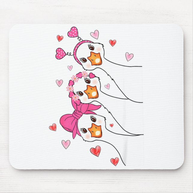 Tapis De Souris Funny Goose Happy Valentine Goose Cute Heart Lover (Devant)
