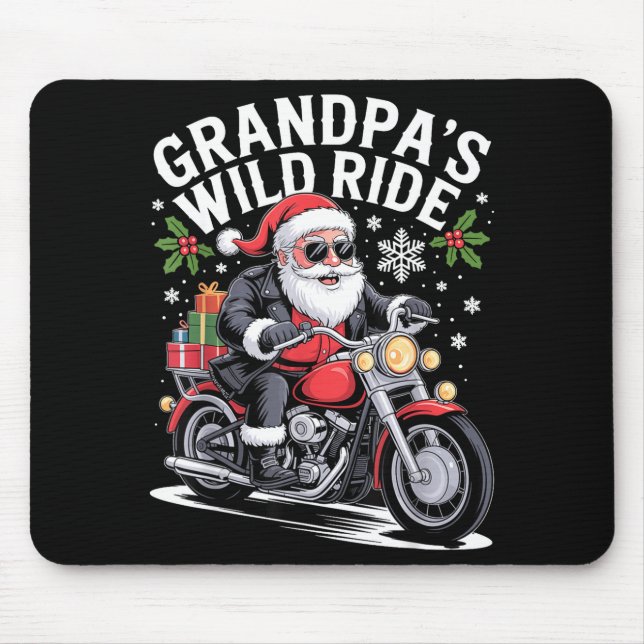 Tapis De Souris Funny Grandpa's Biker Ride Christmas Motorcycle Sa (Devant)