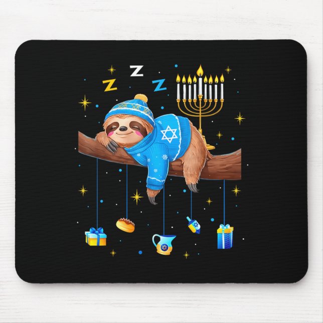 Tapis De Souris Funny Hanukkah Sloth Jewish Chanukah Sleeng Hanukk (Devant)
