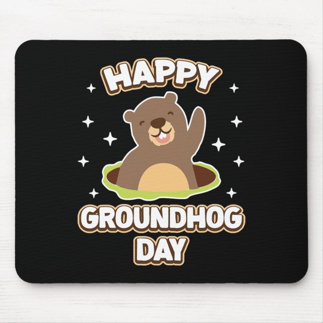 Tapis De Souris Funny Happy Groundhog Day 2025 (Devant)