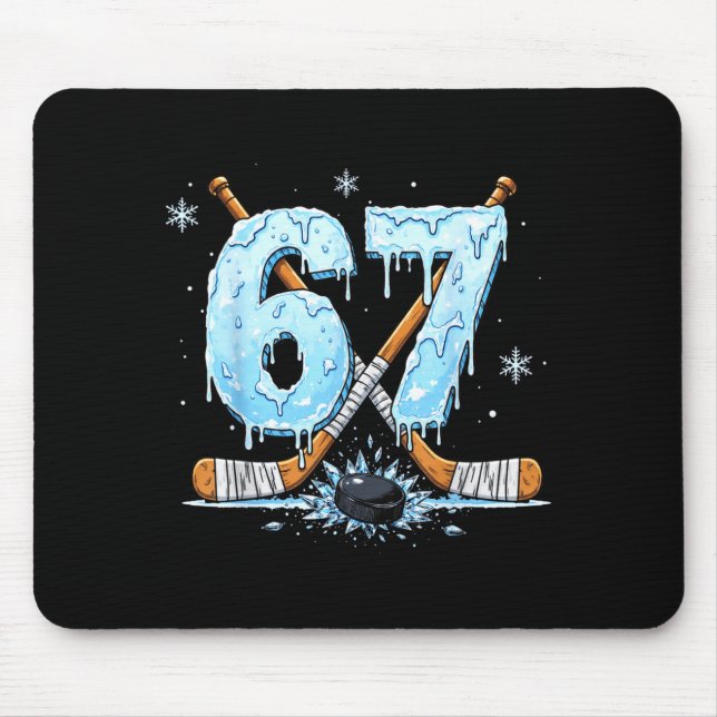 Tapis De Souris Funny Hockey Lovers Drip 6-7 Number Six Seven Puck (Devant)