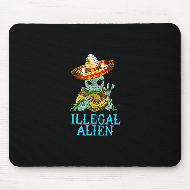 Tapis De Souris Funny Illégal Alien Cool Mexican Eating Taco Food (Devant)