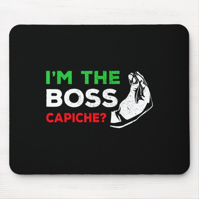 Tapis De Souris Funny I'm The Boss Italian Nonna Nonno Cache Humor (Devant)
