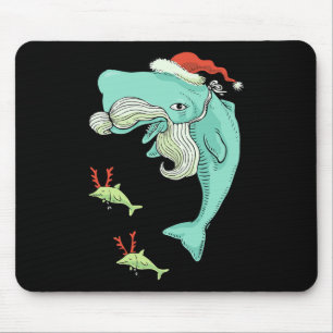 Tapis De Souris Funny Joyeux Noël Baleine de l'océan Père Noël