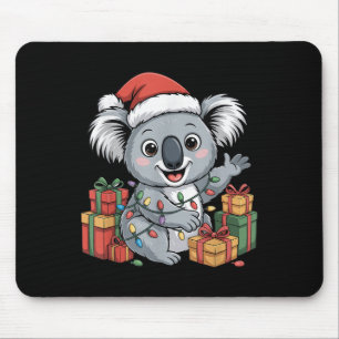 Tapis De Souris Funny Koala Santa Hat Animaux Amateurs de Noël lai