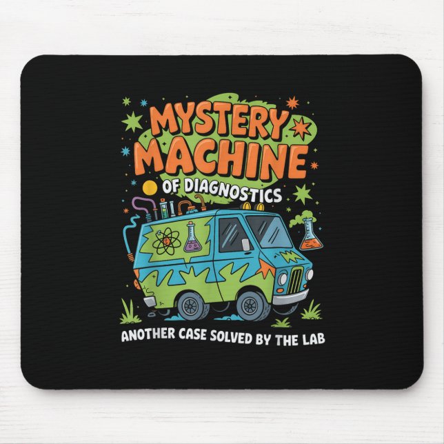 Tapis De Souris Funny Lab Week 2025 Retro Mystery Machine De Diagn (Devant)