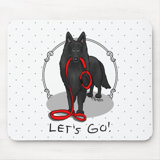 Tapis De Souris Funny Let's Go! Walk Belgian Sheepdog (black 1) (Devant)