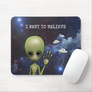 Tapis De Souris Funny Little Green Man Space Alien Sci Fi Galaxy