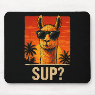 Tapis De Souris Funny Llama Sup Meme Sunset Beach Cool Animal Homm