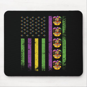 Tapis De Souris Funny Mardi Gras Canards Drapeaux Usa Perles Drape
