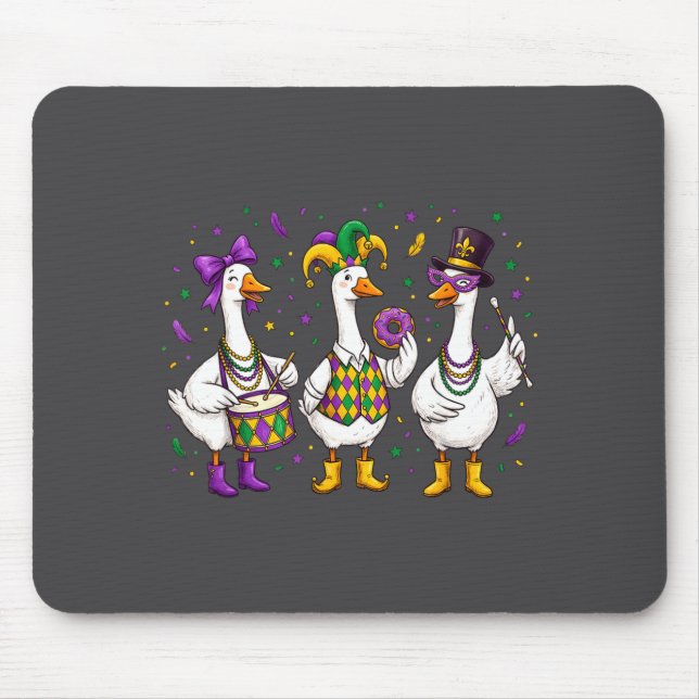 Tapis De Souris Funny Mardi Gras Carnival Silly Goose Mask Louisia (Devant)
