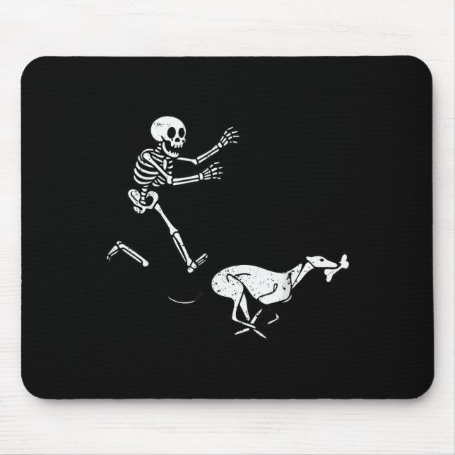 Tapis De Souris Funny Meme Greyhound Running Skeleton Halloween  (Devant)