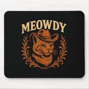 Tapis De Souris Funny Meowdy Chat Cowboy Casquette Country Music W