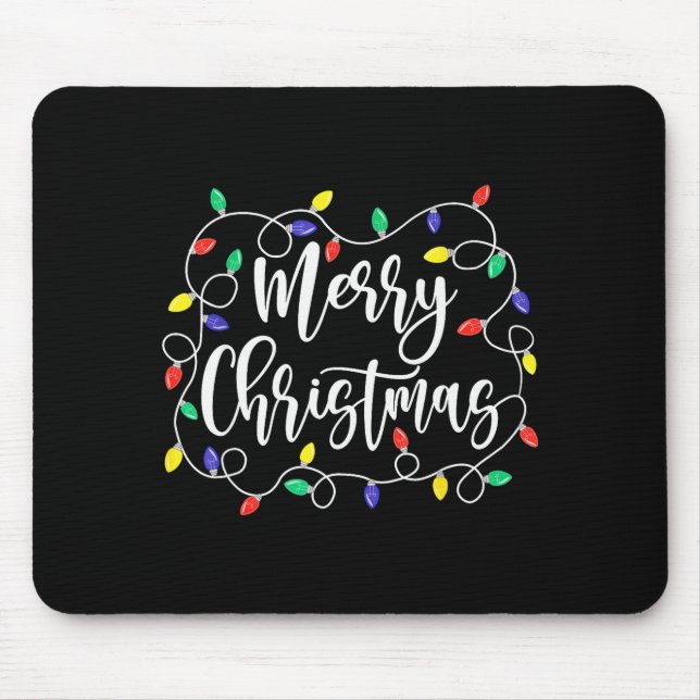 Tapis De Souris Funny Merry Christmas Lights Xmas Family Men Women (Devant)