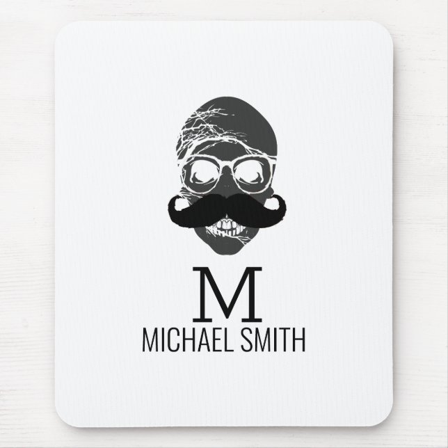 Tapis De Souris Funny Mustache Monogramme #2 (Devant)