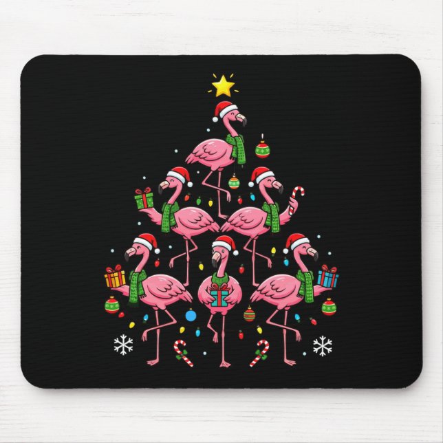 Tapis De Souris Funny Nk Flamingo Christmas Tree Santa Hats Holida (Devant)