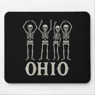 Tapis De Souris Funny O-h-i-o State Skeleton Ohio Halloween Vintag