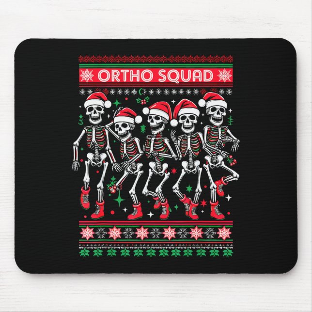 Tapis De Souris Funny Ortho Squad Christmas Three Santa Skeletons  (Devant)