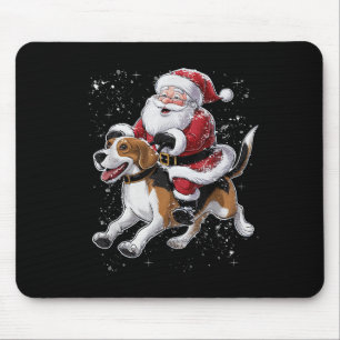 Tapis De Souris Funny Père Noël équitation Chien Beagle Noël Pour