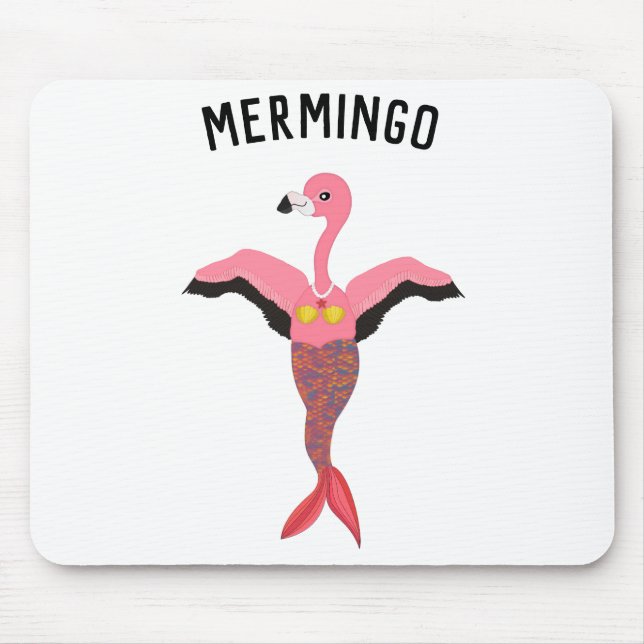 Tapis De Souris Funny Pink Flamingo Mermaid Magical Bird (Devant)