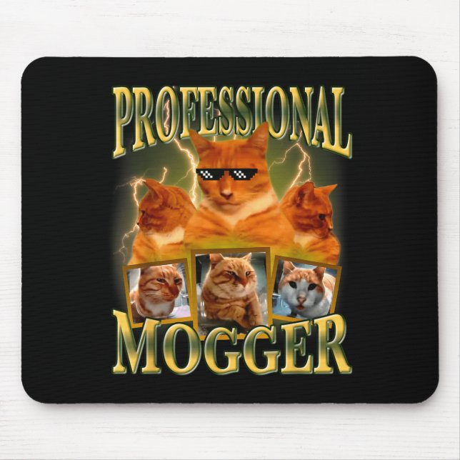 Tapis De Souris Funny Professional Mogger Cat Meme Mewing Looksmax (Devant)
