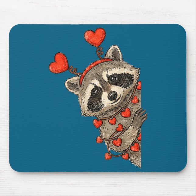 Tapis De Souris Funny Raccoon Heart Valentine Animal Raccoon Lover (Devant)