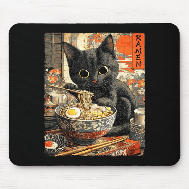 Tapis De Souris Funny Ramen Cat Noodle Lovers Anime Otaku  (Devant)
