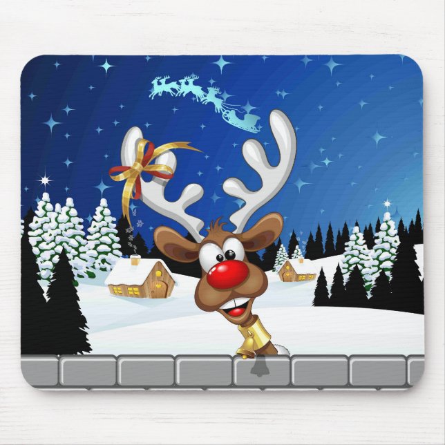 Tapis De Souris Funny Reindeer Peeking Christmas Meme  (Devant)