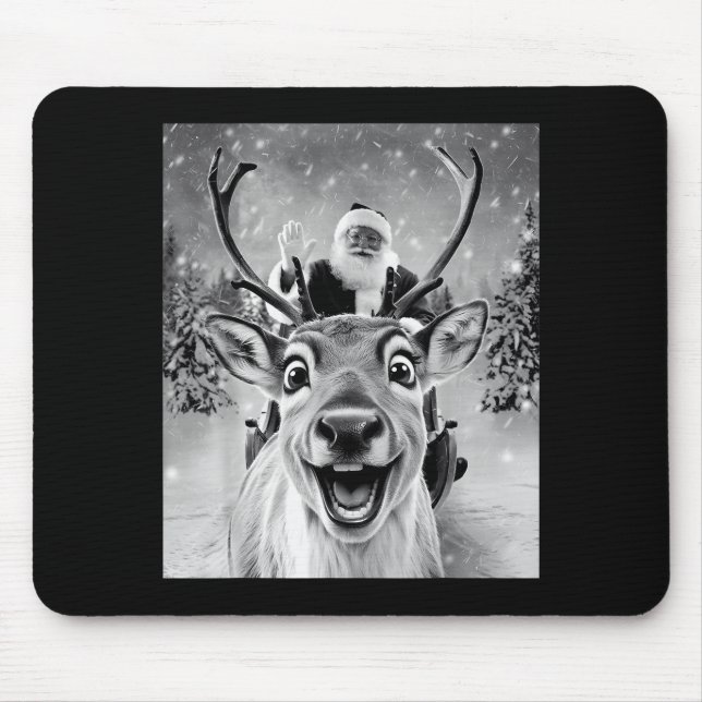 Tapis De Souris Funny Reindeer Selfie Santa Christmas Men Women Ki (Devant)