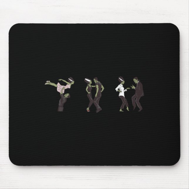 Tapis De Souris Funny Retro Frankenstein Monster Et Mariée Danser (Devant)