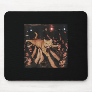 Tapis De Souris Funny Rock Show Chat Mème mignonne Tabby Kitten Fo
