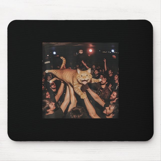 Tapis De Souris Funny Rock Show Chat Mème mignonne Tabby Kitten Fo (Devant)