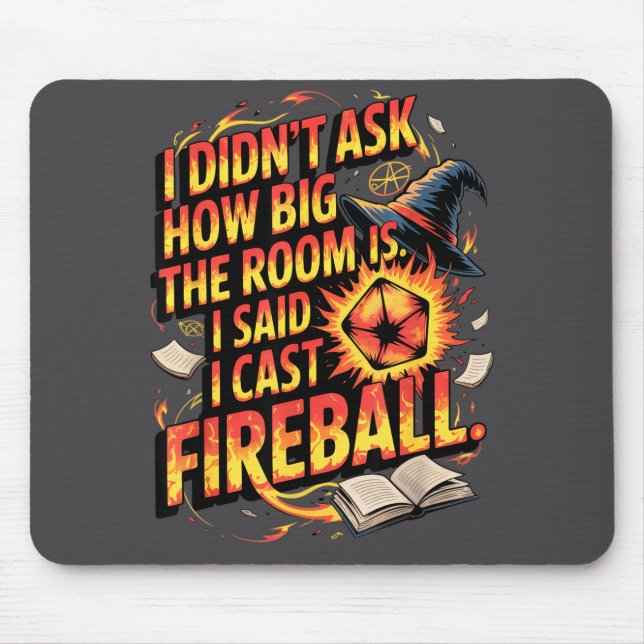 Tapis De Souris Funny Rpg I Cast Fireball Quote With Wizard Hat An (Devant)