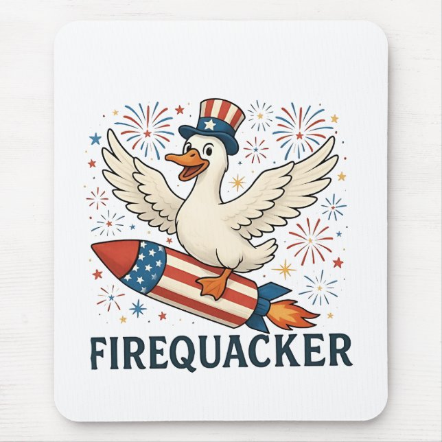 Tapis De Souris Funny Rubber Duck USA Patriotic Firequacker 4e (Devant)