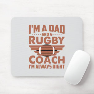 Tapis De Souris Funny Rugby papa et entraîneur de rugby