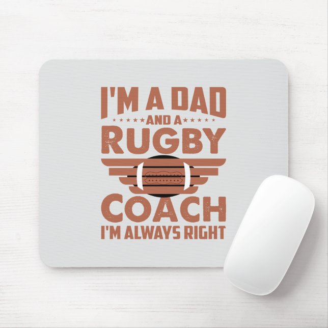 Tapis De Souris Funny Rugby papa et entraîneur de rugby (Avec souris)